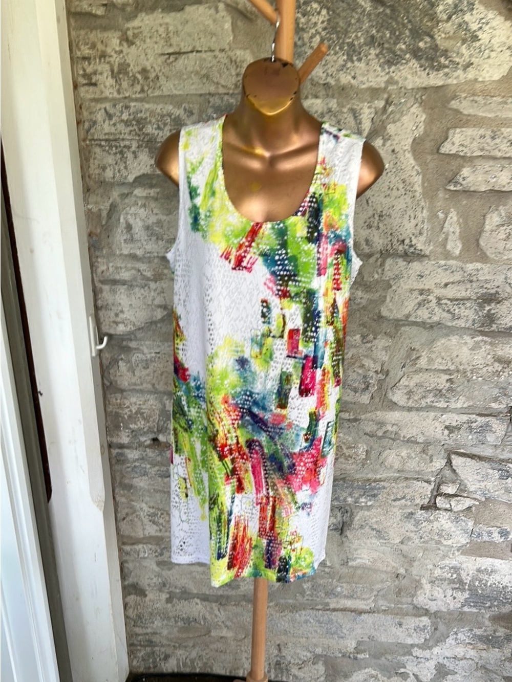Shift Dress with Bright Abstract Print